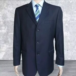 Brooks Brothers 1818 Regent Blazer Mens 42 Black Pinstripe Wool Italy Loro Piana